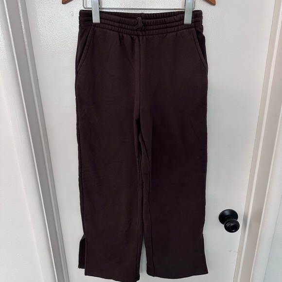 Reformation Wide Leg Chocolate Brown Fleece Sweatpants Size XS